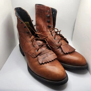 Ariat Stiefel Damen 7.5B Braun Leder Schnürstiefel Cowboy Westernstiefel Stil 33503 - Bild 1 von 10