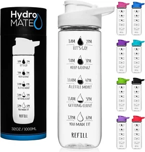 32 Unzen Motivierende Trinkflasche mit Zeitmarkierung Strohhalm Fitness Sport - Bild 1 von 9