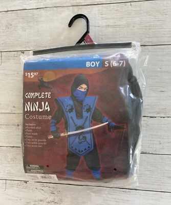 Disfraz de Ninja Completo de 7 Piezas Azul para Niño Halloween Juegos con disfraces Pequeño (6-7) Foto 1 de 4