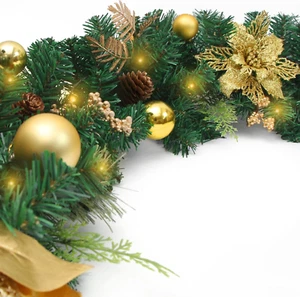 9FT Christmas Decor Christmas Garland with 50LED String Lights Battery Timer Ope - Picture 1 of 6