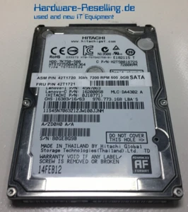 Hitachi Lenovo Travelstar 500GB SATA 2,5 3G 7.2K HTS727550A9E364 42T1721 45N7063 - Foto 1 di 1