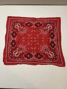 Bandana de colección color rápido rojo elefante trompa ribete cachemira temprana - Imagen 1 de 6