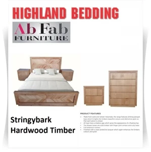 HIGHLAND KING HARDWOOD TIMBER BEDROOM SUITE BED FRAME 2 BEDSIDE CHESTS TALLBOY - Picture 1 of 2
