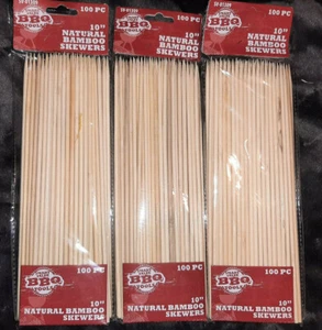 3 paquetes de pinchos de barbacoa de bambú 100 quilates (300 en total) 10" nuevos - Imagen 1 de 2
