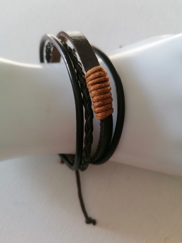 VALENTINO Bracciale avvolgente in pelle rustico boho fatto a mano 4 fili regolabile