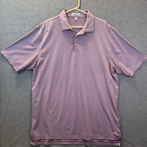 Peter Millar Golf Polo Mens XL Striped Purple Performance Stretch Golfing Shirt - Picture 1 of 10
