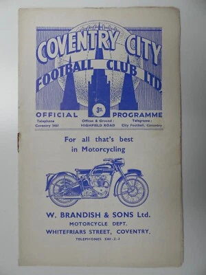 COVENTRY CITY v HULL CITY | 1950/1951 | DIV. 2 | 10 MAR 1951 | UK FREEPOST - Image 1 of 3