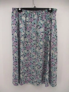 Tan Jay Large Floral Colorful Pull On Elastic Waist Skirt - Flaws - Picture 1 of 11