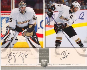 JEAN-SEBASTIEN GIGUERE SCOTT NIEDERMAYER Signed 8x10 Photo 06-07 Upper Deck BAP - Picture 1 of 2