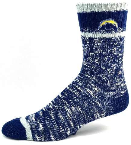 Los Angeles Chargers Football Blue & Gray Alpine Knit Crew Sweater Socks Cover