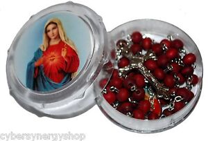 Beautiful Our Lady / Mary Rose Scented Wood Catholic Blessed Rosary Beads - UK