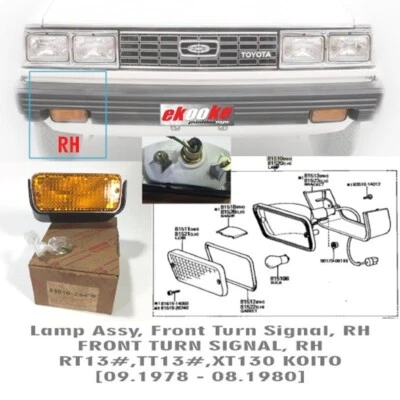 Conjunto de lámpara señal de giro delantera derecha Toyota Corona TT132 XT130 genuino NOS Japón Foto 1 de 4