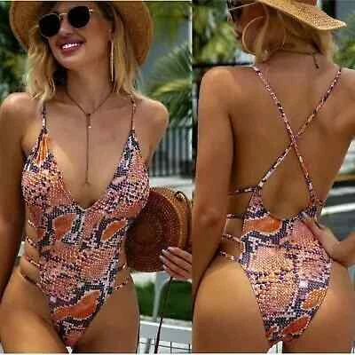 moda mare costume intero monokini donna elegante perforato rosa sexy J031 - Immagine 1 di 3