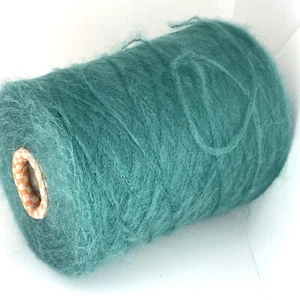 Turquoise Blue MOHAIR WOOL LACE WEIGHT Yarn on Cone for Fluffy Crafts Knitting - Picture 1 of 5