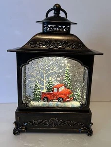 Valerie Parr Hill Illuminated Red Truck Lantern with moving glitter - Picture 1 of 4