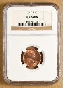 1949 S Lincoln Wheat Cent NGC MS66RD - Picture 1 of 4