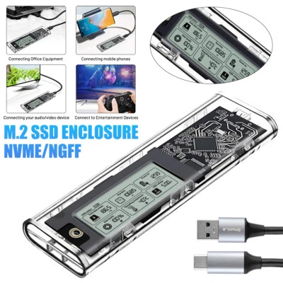 10Gbps M.2 NVMe 2280 SSD Enclosure Smart Display Adapter USB 3.2 Drive Case -UK