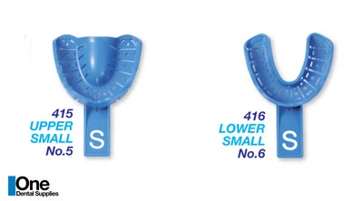 Bandejas de impresión dental desechables con bloqueo de borde pequeñas superiores e inferiores 40 piezas Foto 1 de 4