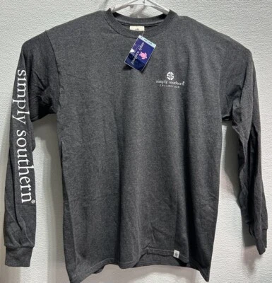 Camiseta Simply Southern Texas Manga Larga Gris Para Mujer Talla Mediana Nueva Con Etiquetas Foto 1 de 4