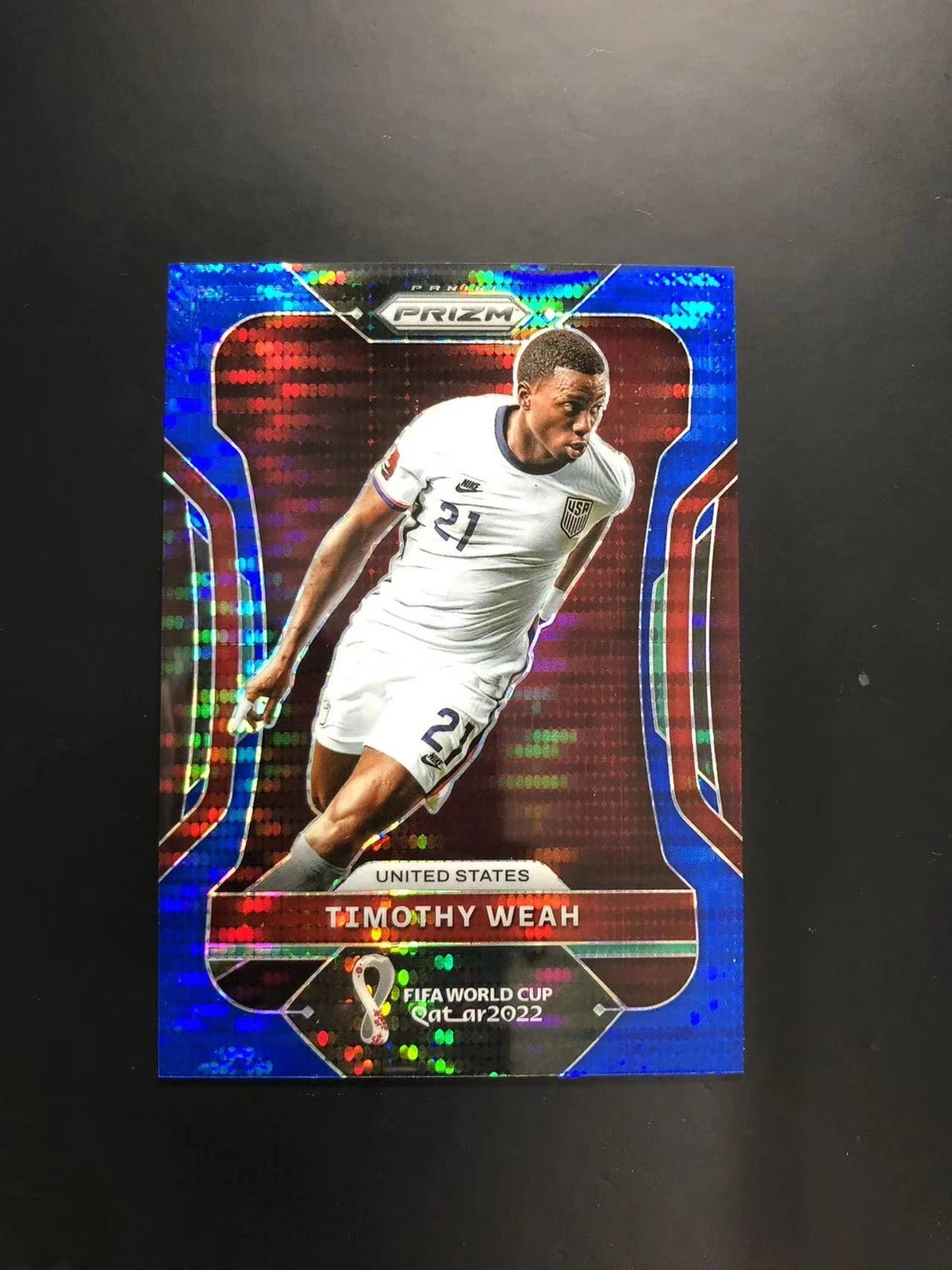 2022 Panini Prizm World Cup Timothy Weah Blue Breakaway 16/49 USA Lille