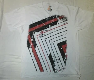 White Graphic V Neck T-shirt L 42" Chest Vintage - Picture 1 of 5