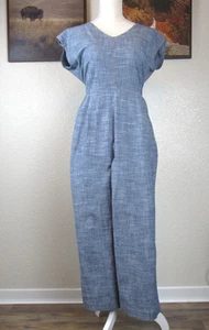 Uncle Frank Jumpsuit Women's Size S Chambray Wide Leg One Piece Zipper Closure - Picture 1 of 5