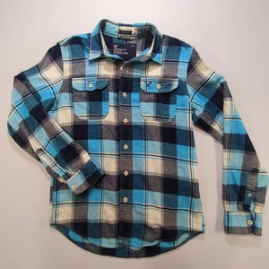 American Eagle No. Camisa 77 Athletic Fit Azul Franela a Cuadros Abotonada Talla S - Imagen 1 de 10