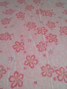 Pottery Barn Kids Hawaiian Twin Flat Sheet Bright Pink White Floral Botanical - Picture 1 of 9