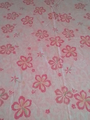 Pottery Barn Kids Hawaiian Twin Flat Sheet Bright Pink White Floral Botanical - Image 1 of 4