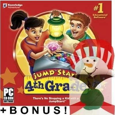 JumpStart 4th Grade Edutainment PC Software + Snowman Gift Box Mailer Bundle New - Image 1 of 4