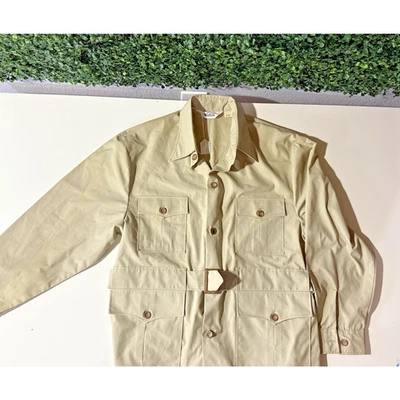 Vintage Woolrich Jacket Mens XL Tan Safari Belted Hunting Utility Pockets 70s - Image 1 of 4