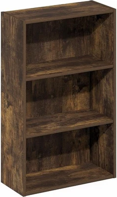 Industrial 3 Shelf Wood Bookshelf Bookcase Storage Display Rack Book Shelving - Image 1 of 4