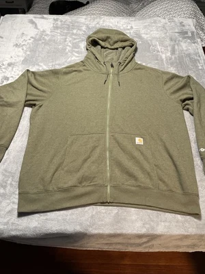 Sudadera con Capucha Carhartt Force Para Hombre 2XL Verde Cremallera Completa Calce Relajado Foto 1 de 4