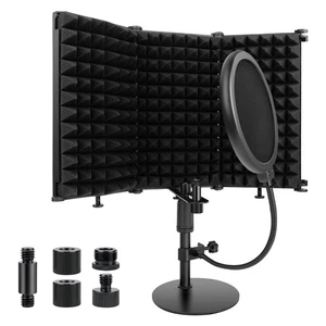 Rigych Microphone Isolation Shield, 3 Panels Sound Proof Mic Shield with Mic ... - Picture 1 of 7
