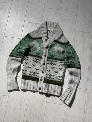 Diesel Cardigan Sweater Button Up Gray/Green Designer Logo Printed Mens Size S  - Image 1 of 4