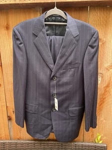 NWT $1795 36s Ermenegildo Zegna Navy Blue Pinstripe 2Pc Jacket Pant - Picture 1 of 13