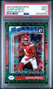 2024 PANINI Optic FOOTBALL Rated Rookie Xavier Worthy Green Velocity RC PSA 9 - Picture 1 of 1