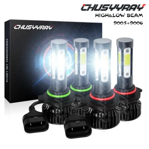 LED 9005+9006 4PC Headlights Hi/Low Beam FOR GMC Sierra 1500 2500HD 1995-2006 - Picture 1 of 9