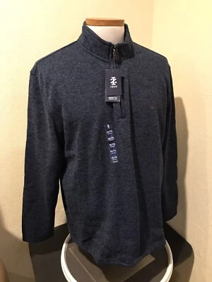 IZOD Mens Sweater Tech Thermasoft 1/4 Zip Blue Golf Logo Fleece XXL Long Sleeve - Image 1 of 4