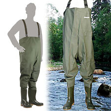 Fly Fishing Chest WADERS BOOTS TROUSERS Waterproof Green PVC Flood Coarse Strong