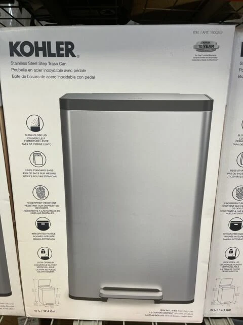 Kohler 52140000 Stainless Steel Step Trash Can