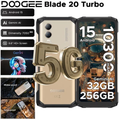 6.6" DOOGEE Blade 20 Turbo 5G AI Rugged Phone Android 15 Outdoor Mobile Unlocked - Image 1 of 4