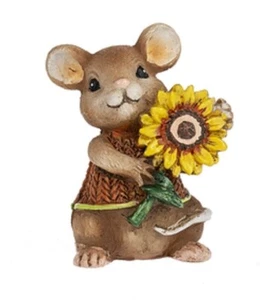 Ganz Blessed and Thankful Sweet Little MOUSE Figurine w/Sunflower + Card 1 1/2"H - Picture 1 of 8