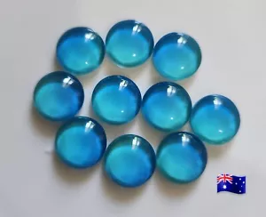 10pcs 12mm Two Tone Blues Round Glass Cabochon Flat Back - Picture 1 of 1