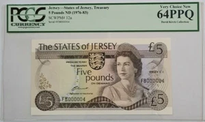 1976 -83 JERSEY 5 Pounds PCGS64 PPQ UNC 【P-12a】Low No. 4 - Picture 1 of 3