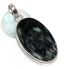 Seraphinite 925 Silver Plated Gemstone Handmade Pendant 2" Gifts For Women GW