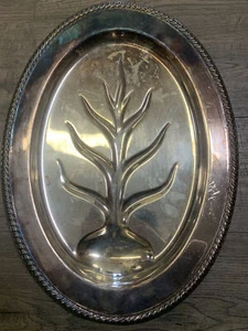 WM Rogers Silverplate Footed Serving Meat Platter Tray "Tree of Life" #810 - Picture 1 of 3