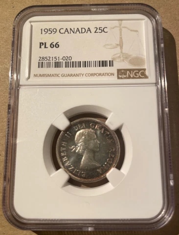 1959 Canada 25 Cents NGC PL 66 - Proof-Like! Silver! Only 1 In Higher Grades! Cover