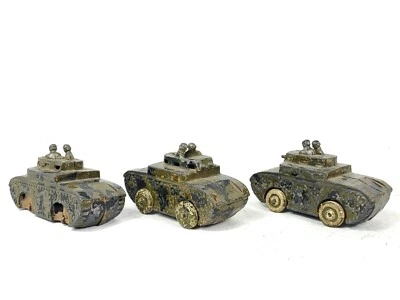 3x Vintage Barclay 4562 US Army Two Men Gunner Tank Slush Cast Meta 3.75"  READ - Image 1 of 4