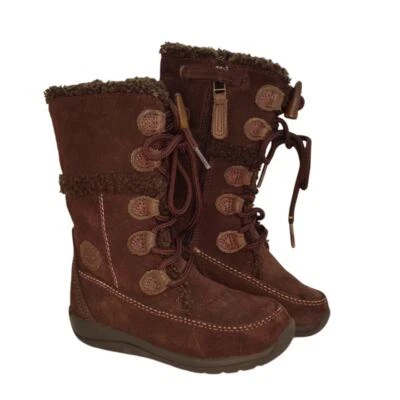 Timberland Toddler Girls Pre-owned Tall Zippered Dark Brown Suede Boots- sz. 9 - Image 1 of 4